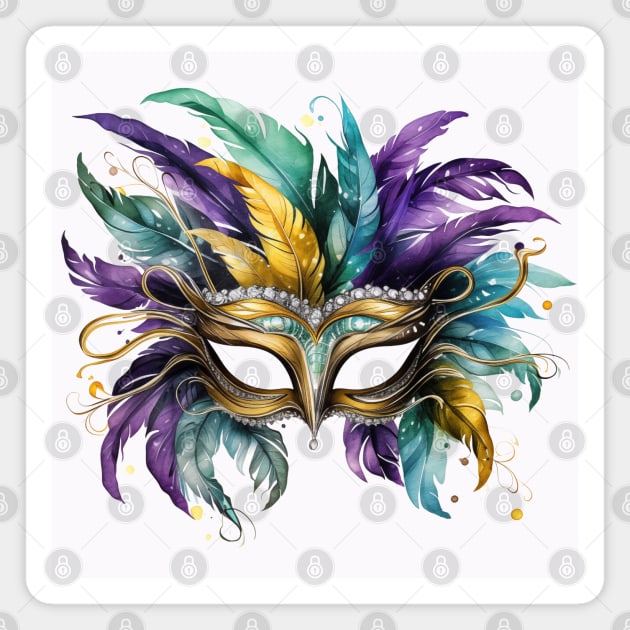 Mardi Gras Masquerade Feathered Mask Magnet by mw1designsart